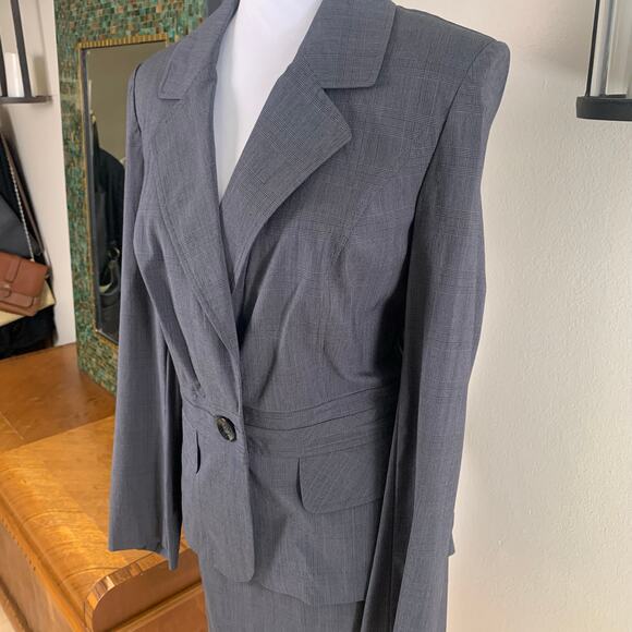 Style & Co. Sz 10/8 2-Piece Stretch Skirt Suit w/ Blazer Jacket Gray Glen Plaid - Picture 4 of 12